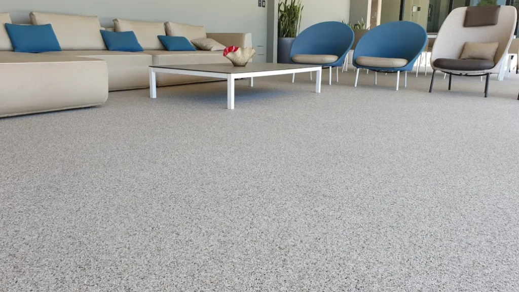 Quartz epoxy flooring installation in a commercial facility in Central Florida